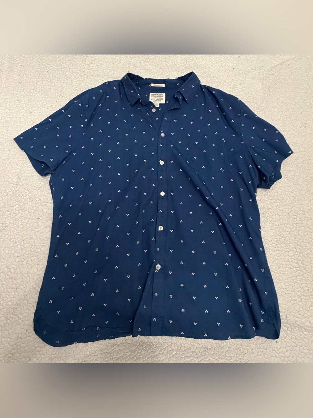 XXL Lucky Brand Navy Short-Sleeve Button-Up Shirt